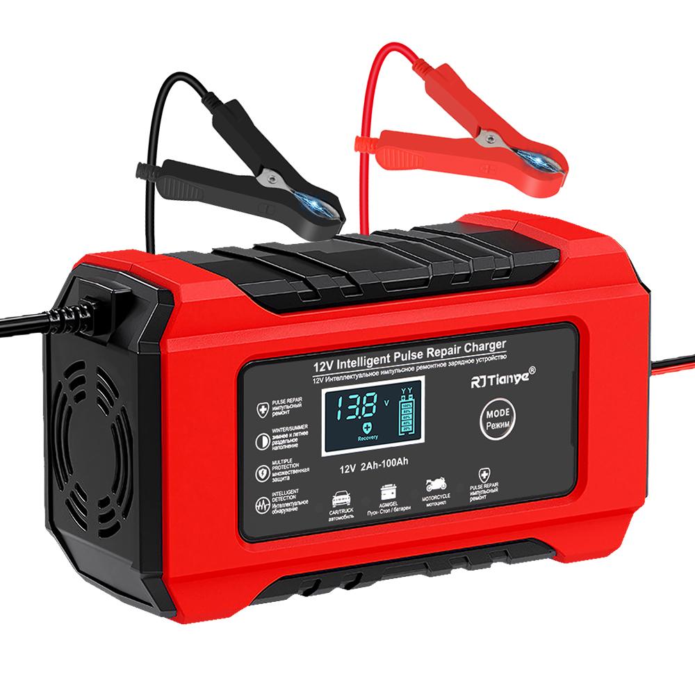 6A 12V Household Storage Batteries Chargers Digital Smart Pulse Repair for Lead Acid Batteries Motorcycle Car Battery Chargers