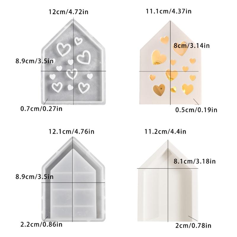 Multi Purpose House Ornament Mold Creative Hollow House Silicone Mold for DIY Storage Box and Ambient Light Homes Decors