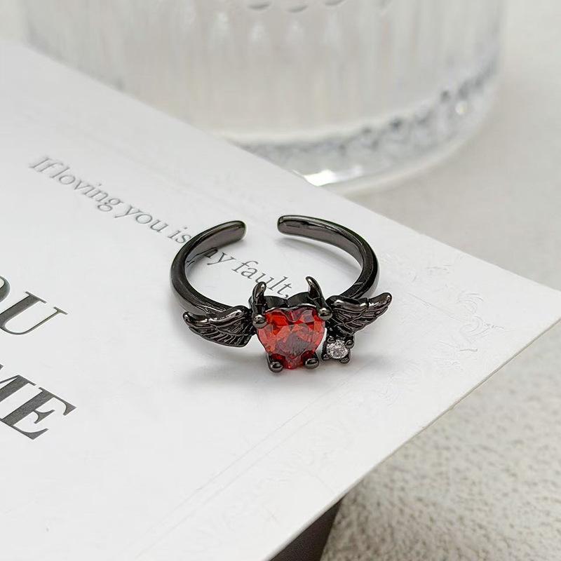 "Minimalist Dark Purple" Dark Punk Personality Delicate Zircon Ring Women'S Temperament Sweet Cool Wind Index Finger Ring