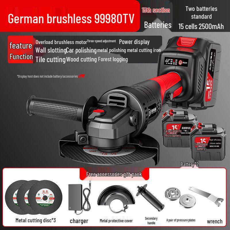 Brushless Cordless Lithium Battery Angle Grinder & Polisher - Multifunctional Cutting & Polishing Machine