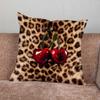 Leopard Print Cherry Star Pillow Case For Home Bedroom Car Office Decoration Living Room Sofa Cushion Cover Suitable