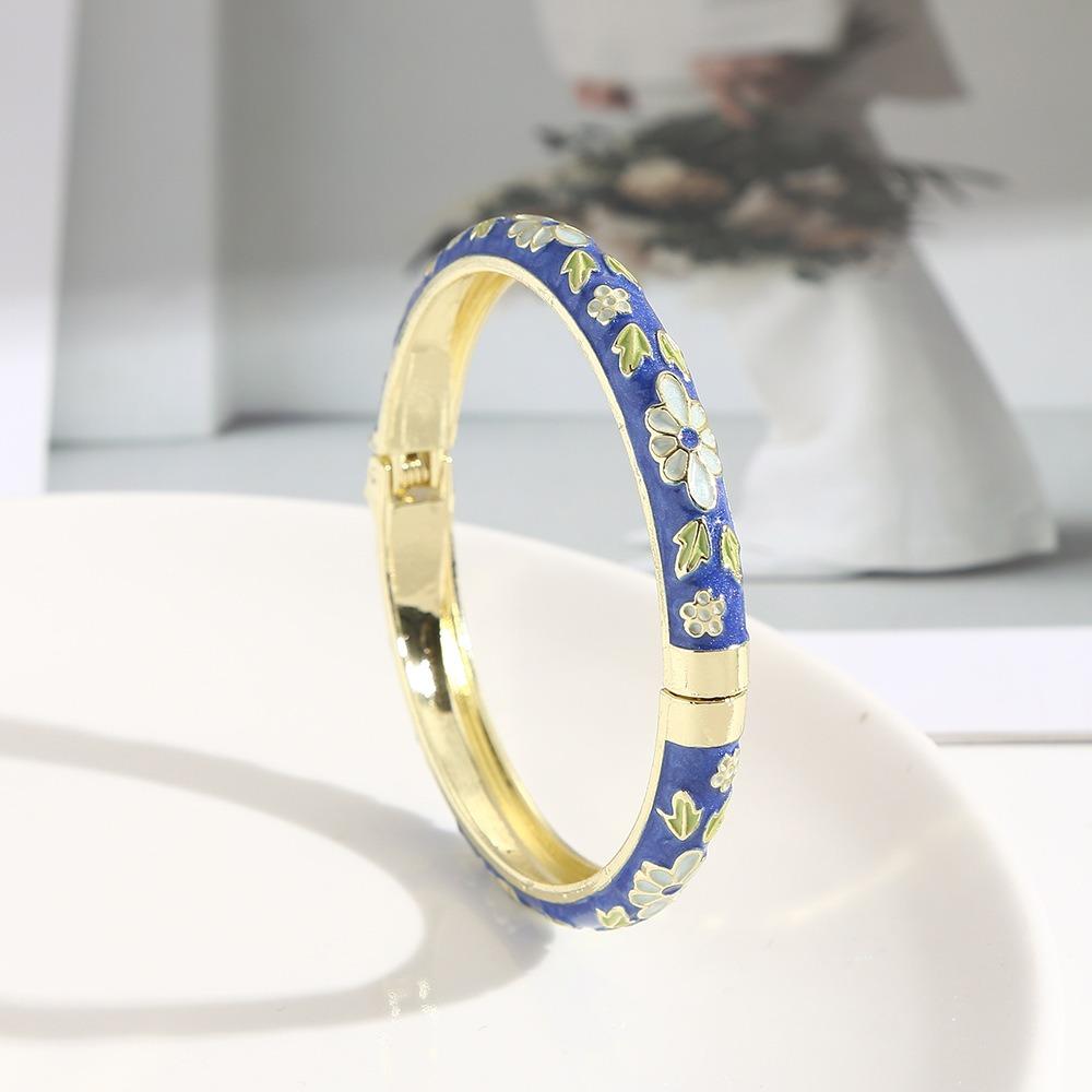 Zinc Zinc Alloy Material Enamel Bracelet Ethnic Floral Motifs Cloisonne Bracelet  Gift Giving