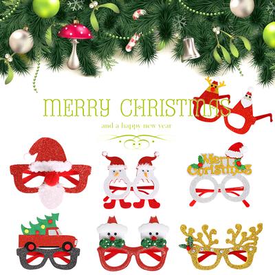 Christmas Glasses Frame Christmas Decorations Adult Kids Xmas Gift Glitter Santa Snowman Glasses 2025 New Year Party Decor