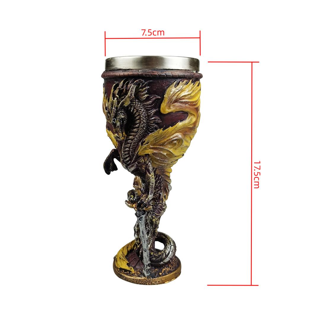 

1pc Wine Goblet Capacity Figurine Resin With Stainless Steel Liner Medieval Dungeons And Dragons Alchemy Decor Chalice Cup жёлтый
