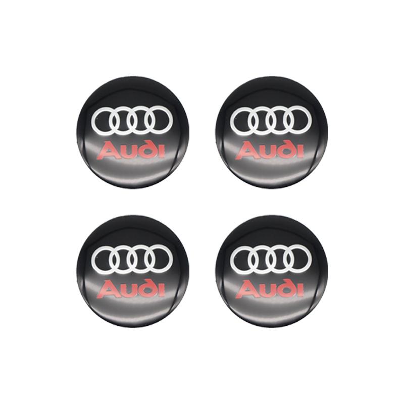 For Audi A5 Tire Decoration For Audi A4 B8 A3 8P A6 C7 8V B6 B7 B9 Q5 A1 A5 4PCS 56mm Car Emblem Wheel Hub Cap Decals Stickers Decoration