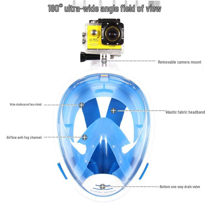 First Gen Anti-Fog Silicone Diving Mask for Adults & Kids - Full Dry Snorkeling & Swimming Equipment