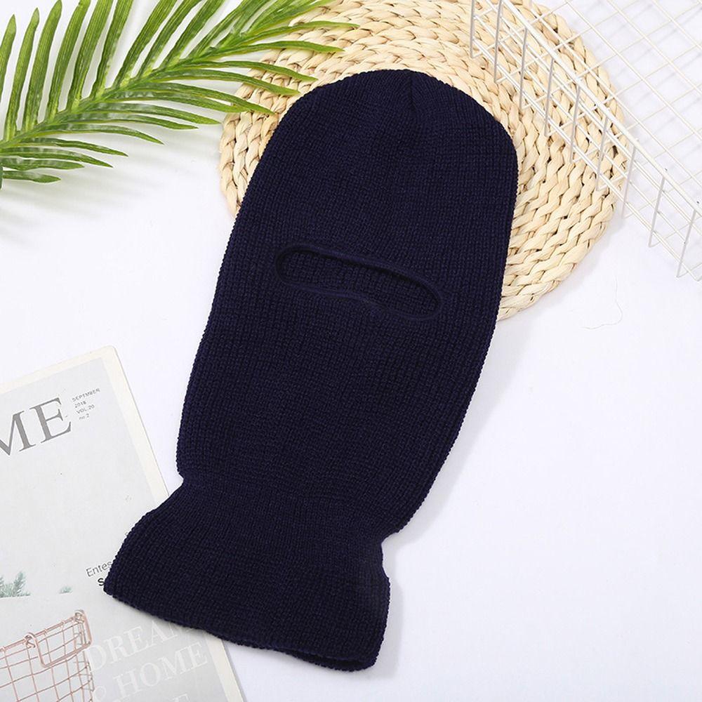 Scarf Ear Protection 1-Hole Skullies Knitted Hats Women Winter Cap Full Face Cover Men Beanies Hat