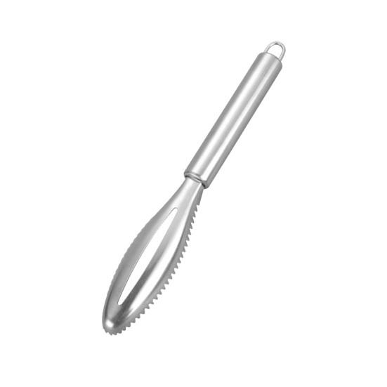 Stainless Steel Fish Scale Scraper with Splash Guard Ergonomic Handheld Descaler Tool