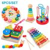 5-6pcs/set Montessori Wooden Toys for Babies Boy Girl Gift Baby Development Games Wood Puzzle for Kids Educational Learning Toy