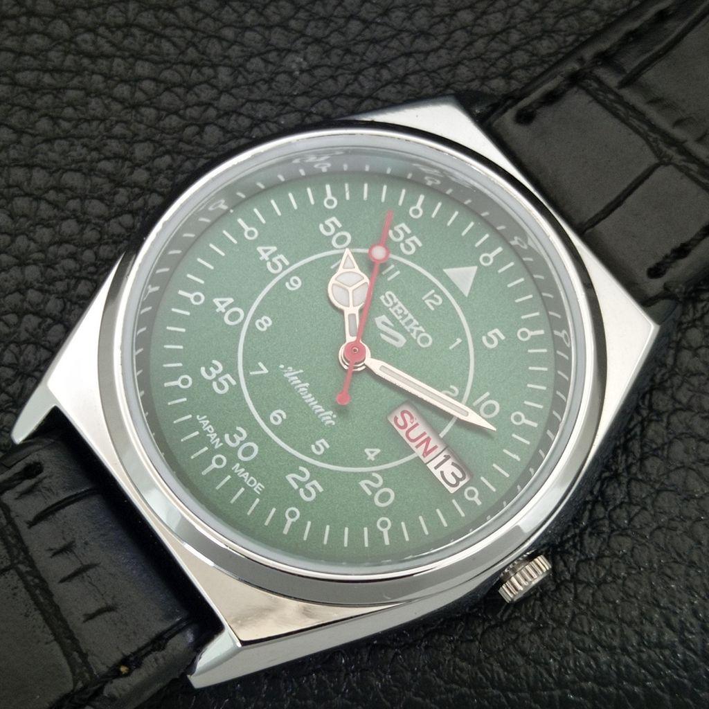 VINTAGE SEIKO 5 AUTOMATIC 6309A JAPAN MENS REFURBISHED GREEN WATCH a442217-1