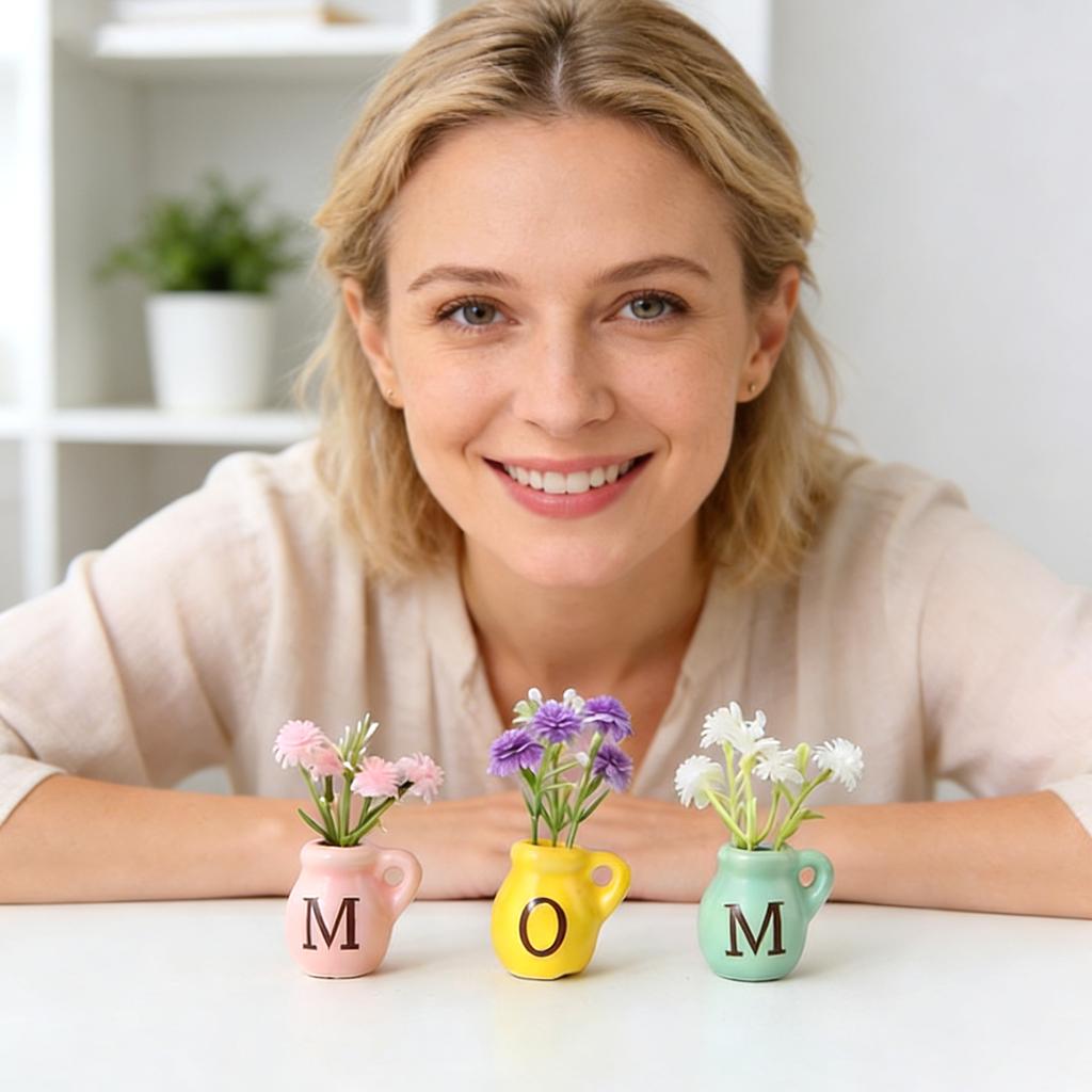 Ceramic Vase Fridge Magnets – 3D Flower Vase Refrigerator Magnets With Fake Flowers, Cute Kitchen & Home Decor, Unique Birthday For Mom & Women