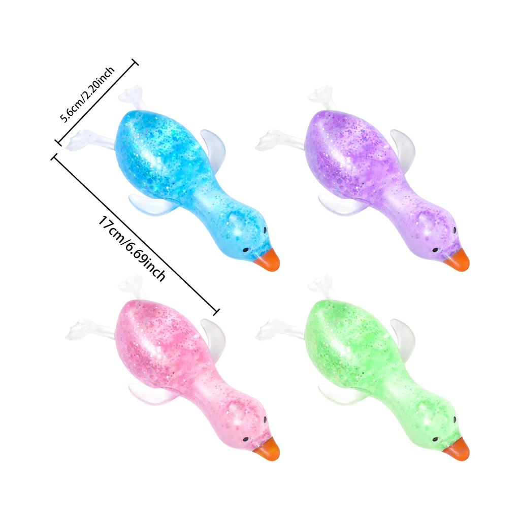 Duck Squeeze Toy Simulation Bao Stress Relief Fidget Toy with Beads Sparkles Soft Squishy Sensory Decompression Accessory