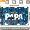 2D Blue Wood Father's Day Backdrop, Love You Papa Party Banner