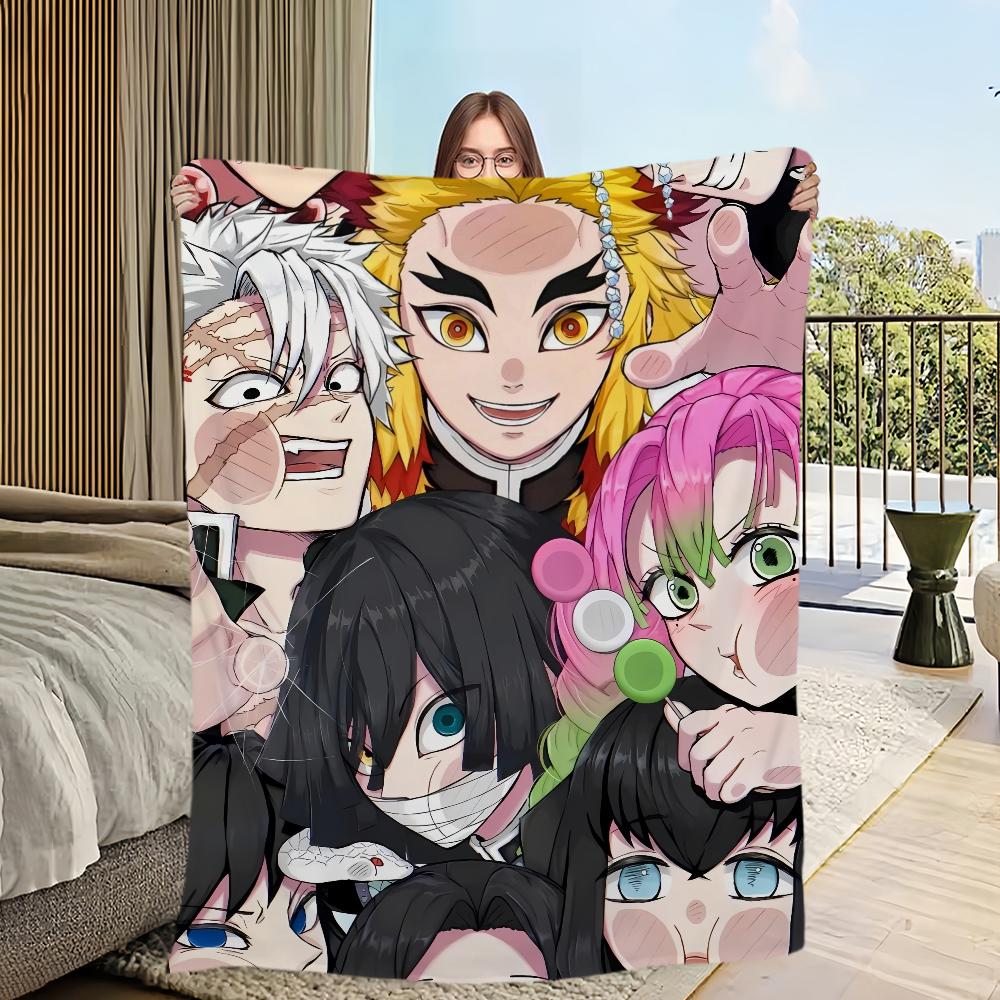 Blanket Soft Comfortable Nap Plush Suitable Iiving Room Office Bedroom Birthday D-Demon Slayer Kimetsu No Yaiba-S Home Kid Gift