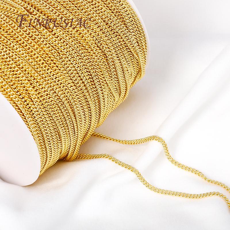 Wholesale Bulk Metal Chains 18K Gold Plated 2.7mm Link Chains For DIY Necklace Handmade Jewelry Making Findings Accessories