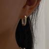 My Omelet [92.5 Silver] Ellipse Flat One-Touch Earrings