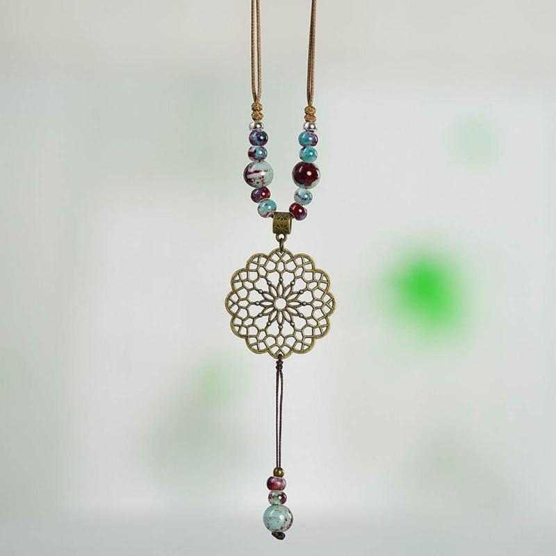 Personality Ceramic Beads Tassels Necklace Ethnic Style Catchers Pendant Necklaces Fashion Women Jewelry Accessories