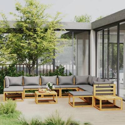 Maison Exclusive - Salon De Jardin 12 Pcs Avec Coussin Bois D'acacia Solide