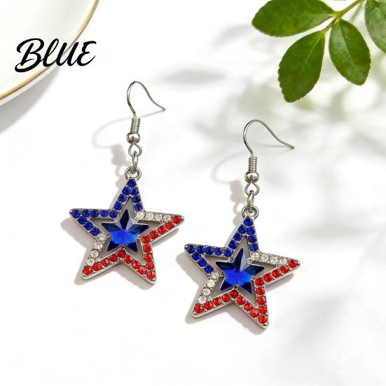 Lightweight Alloy Earrings 1 Pair Hook American Independence Day Pattern