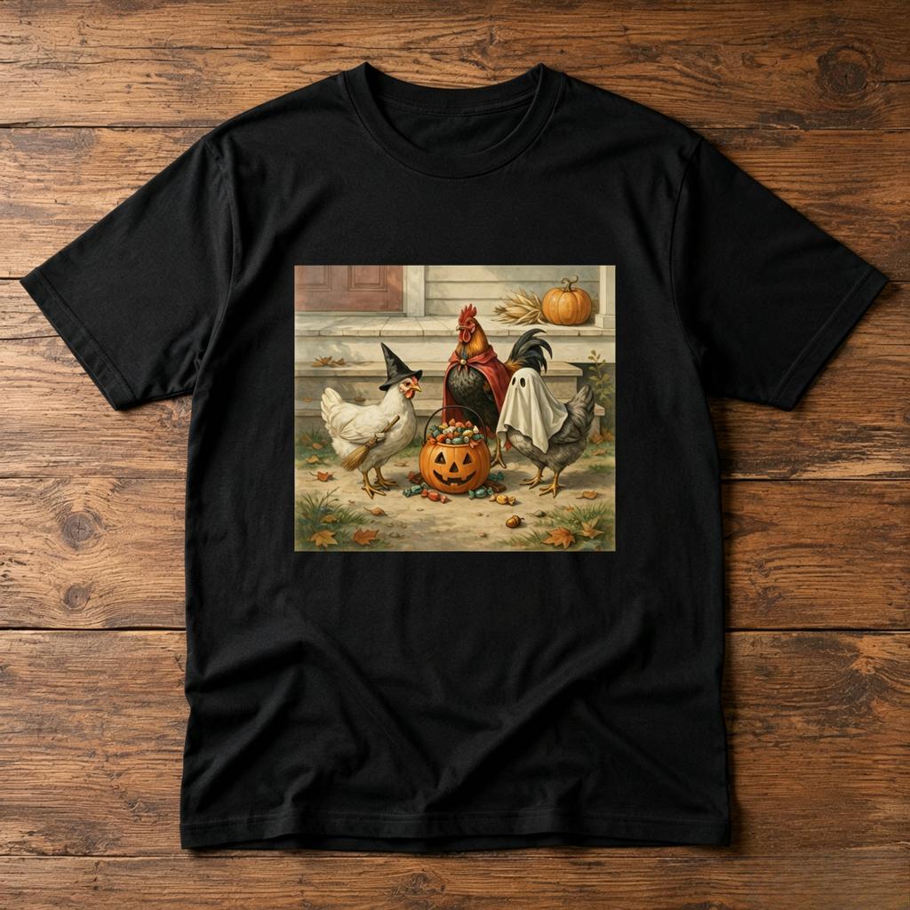 Comfort Colors Chicken Halloween Shirt Funny Trick or Treat Rooster Tee Cute Spooky Season Chicken Lover Graphic TShirt