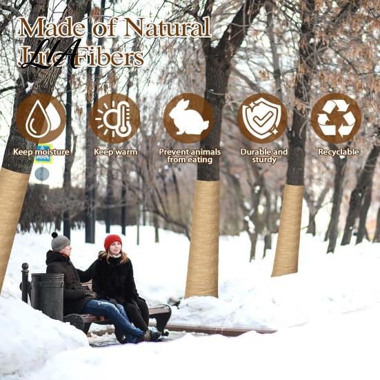 Burlap Fabric for Trees Natural Tree Protector Wraps Winter Garden Plants, Trunk Protector, Transplanting Protection Belt Plants Wrap Bandage,