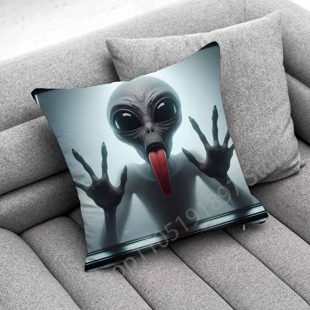 Funny Space UFO Alien Thing Throw Pillow Case For 55x55cm 30x30cm 50x50cm 45x45cm 40x40cm Square Chair Pillowcase Case