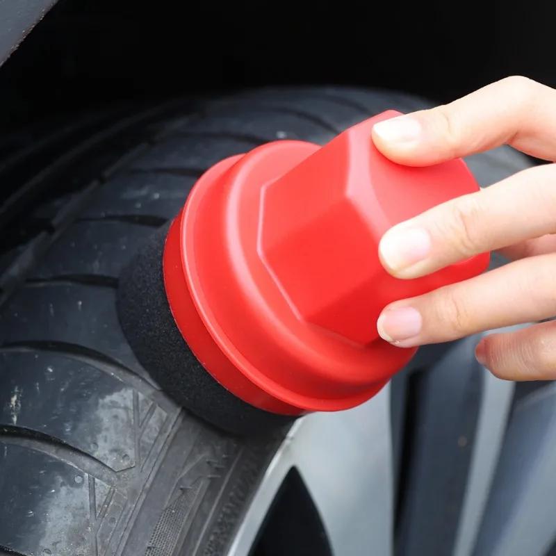 Zakrzywiona gąbka do polerowania opon Gąbka do woskowania opon samochodowych z pokrywką Narzędzie do czyszczenia konturów kół samochodowych Gąbka o dużej gęstości