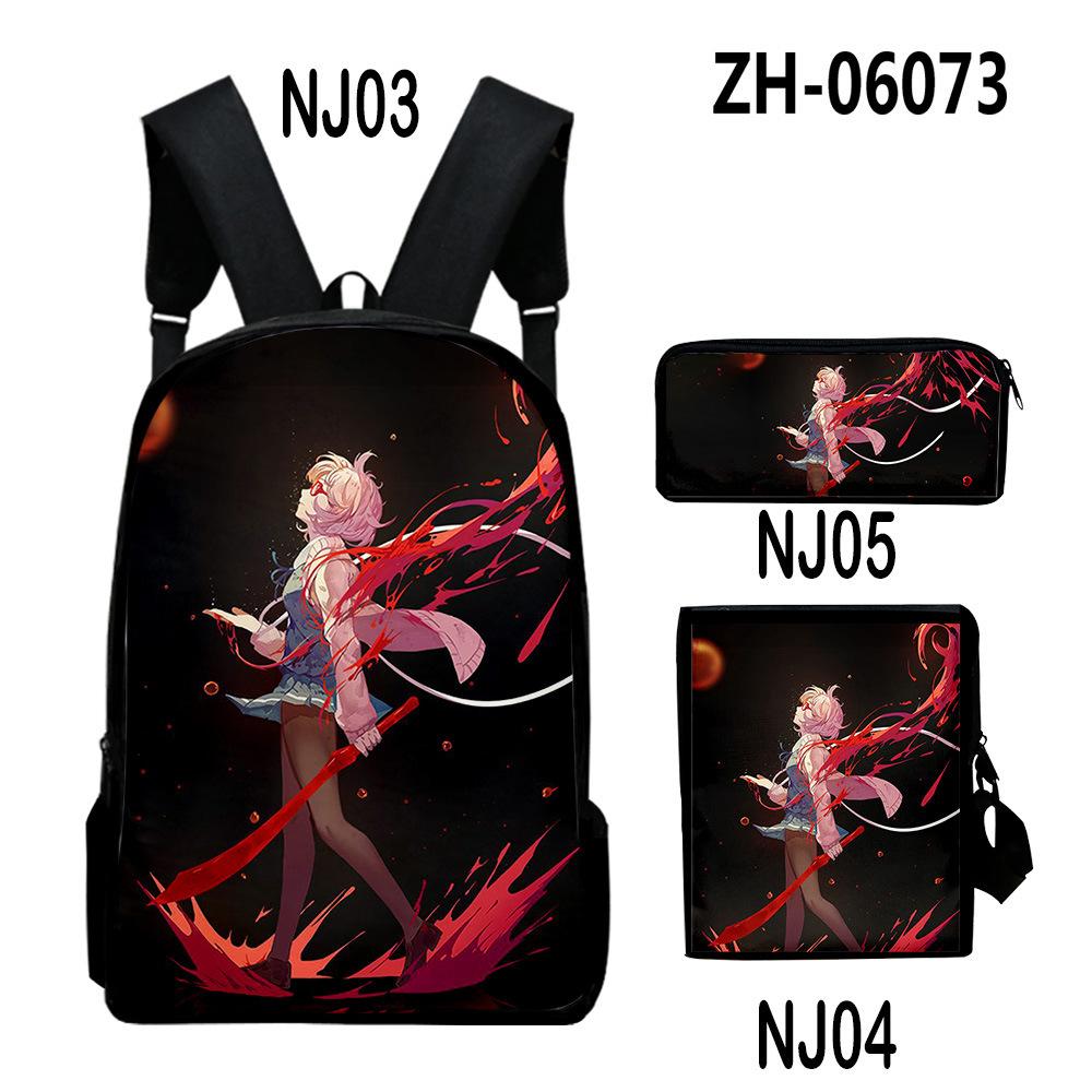Classic Beyond the Boundary 3D Print 3pcs/Set pupil School Bags Laptop Daypack Backpack Inclined shoulder bag Pencil Case