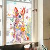 Watercolor Dog Floral Butterfly Window Sticker Static Cling Decal Bedroom Living Room Study Room Home Decor Removable