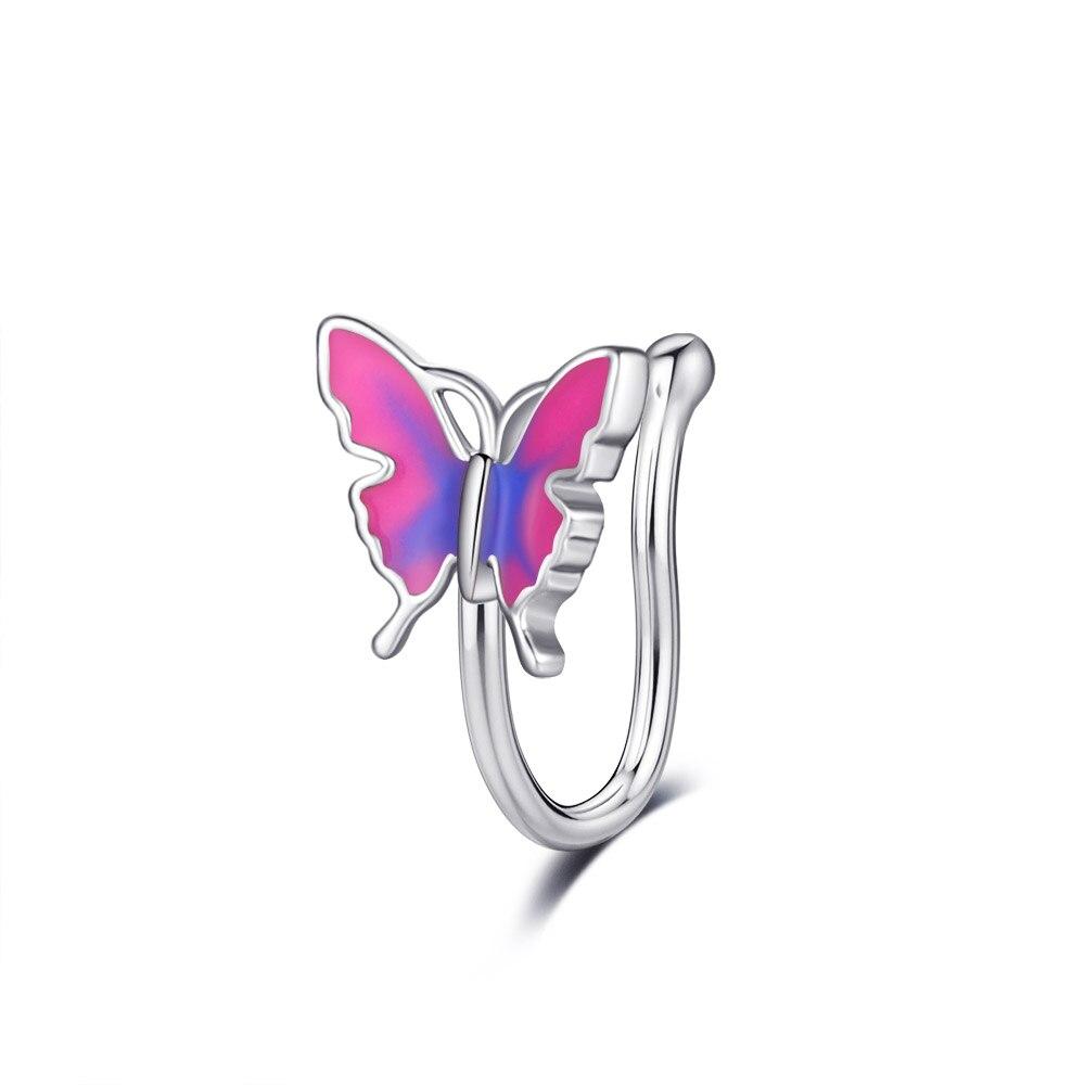1pc U-shaped Butterfly Fake Nose Ring Hoop Septum Rings Stainless Steel Nose Piercing Nariz Ombligo Clip On Nose Non-Pierced