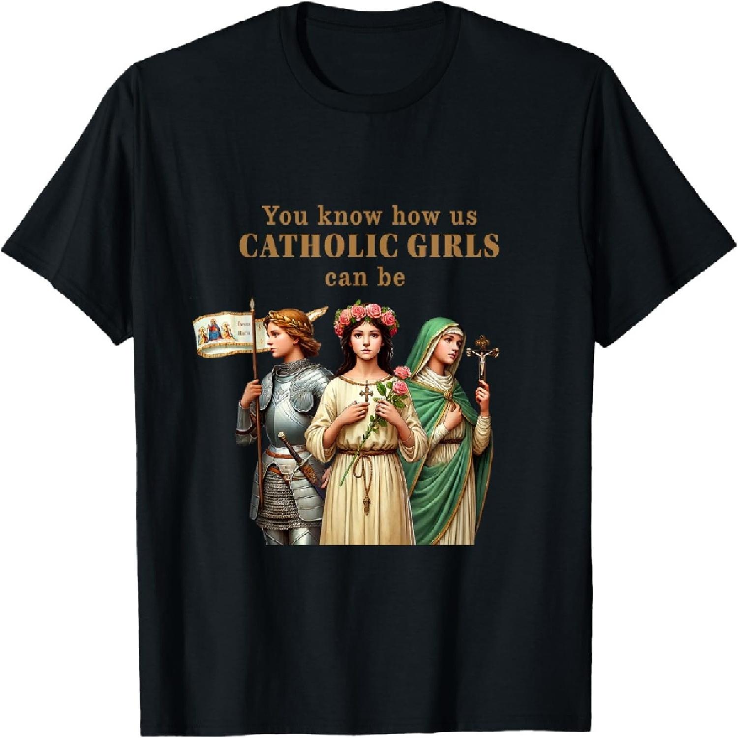 

Catholic Girls Saints Joan of Arc, Rose of Lima, Philomena T-Shirt S