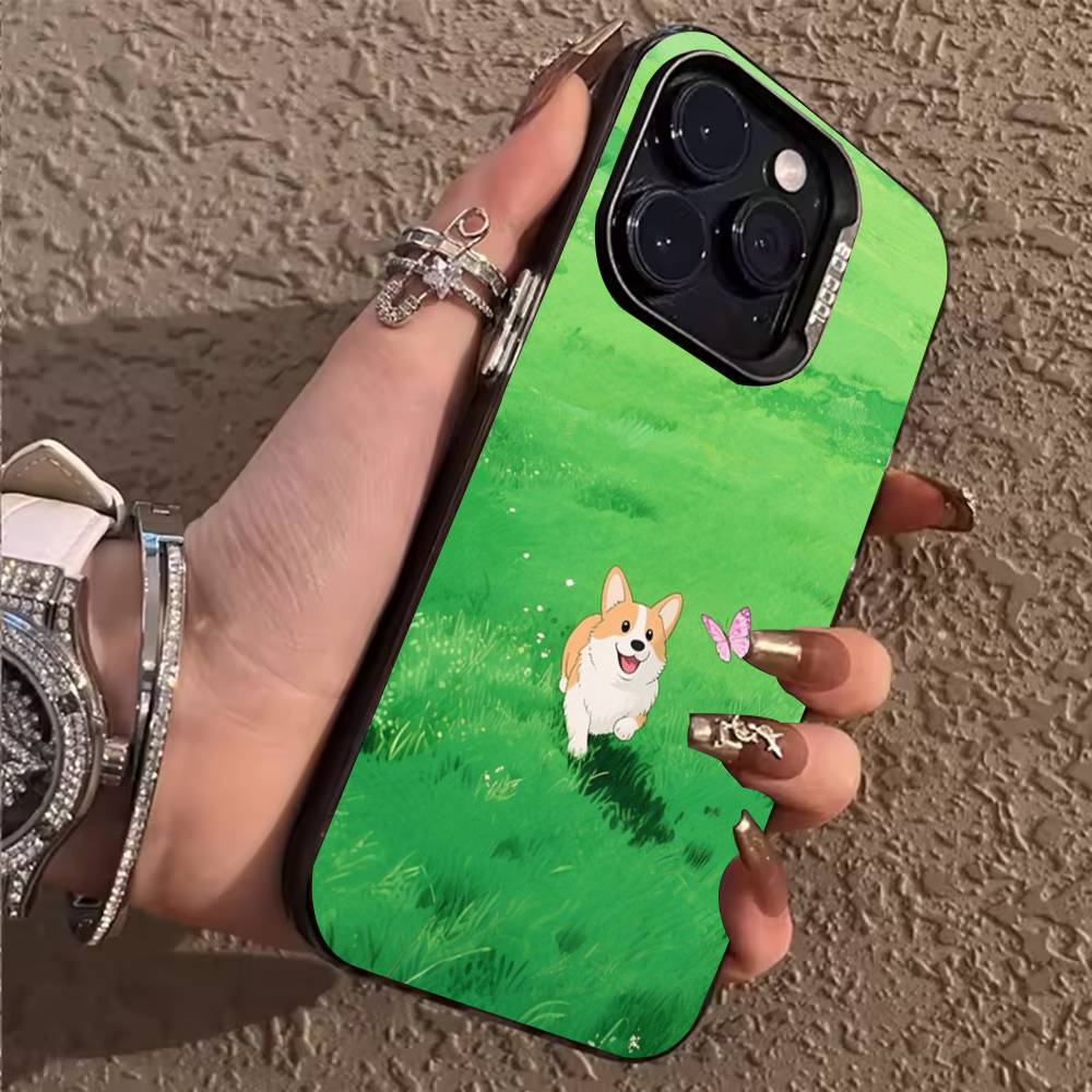 Süße Corgi Handyhülle Für iPhone 17,16,15,14,13,12,11,Pro,Max,Plus Weiche Schwarze Hülle