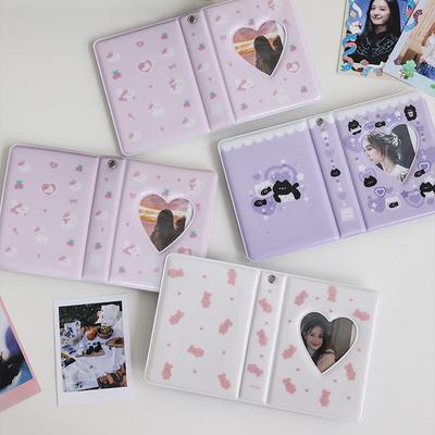 Mini Fotoalbum Kpop Korea Idol Star Chasing Binder Fotokartenhalter 3 Zoll Liebe Herz Ausschnitt Fotoaufbewahrungsalbum Hülle