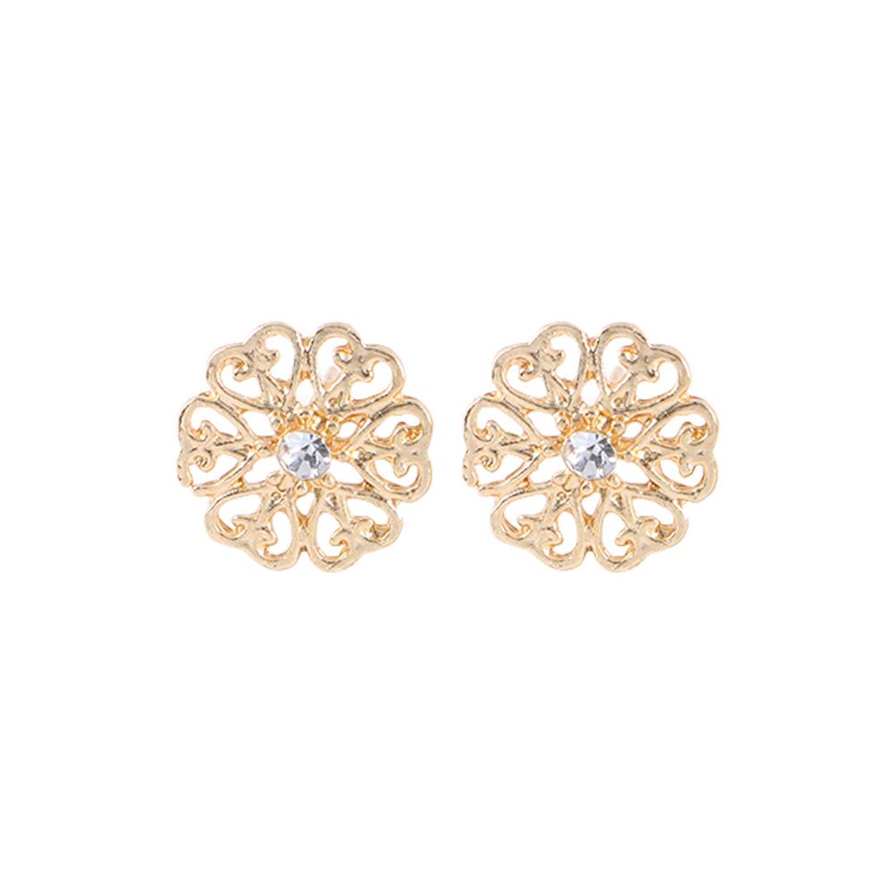 Gold Color Simulated Pearl For Women Hollow Round Accessories Jewelry Earring Sets Stud Earrings