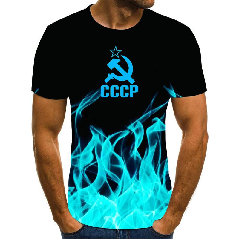 2026 Men's T-shirt Short Sleeve Solid Men's Loose T-shirt Men's Top Brand New CCCP Brand Men's 3D T-shirt Short Sleeve