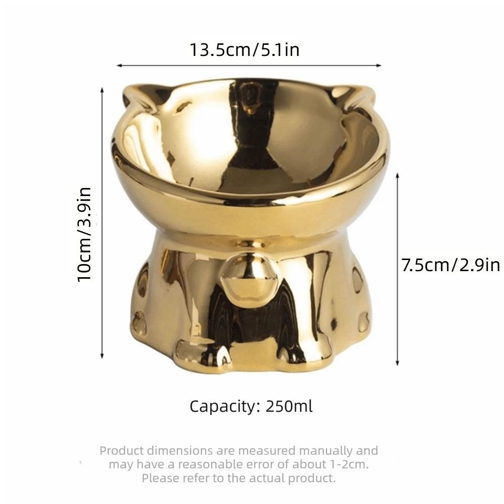 Anti-Spill Ceramic Cat Bowl Cat Shaped Cat Water Bowl Elevated Pet Food Feeder Cat Drinking