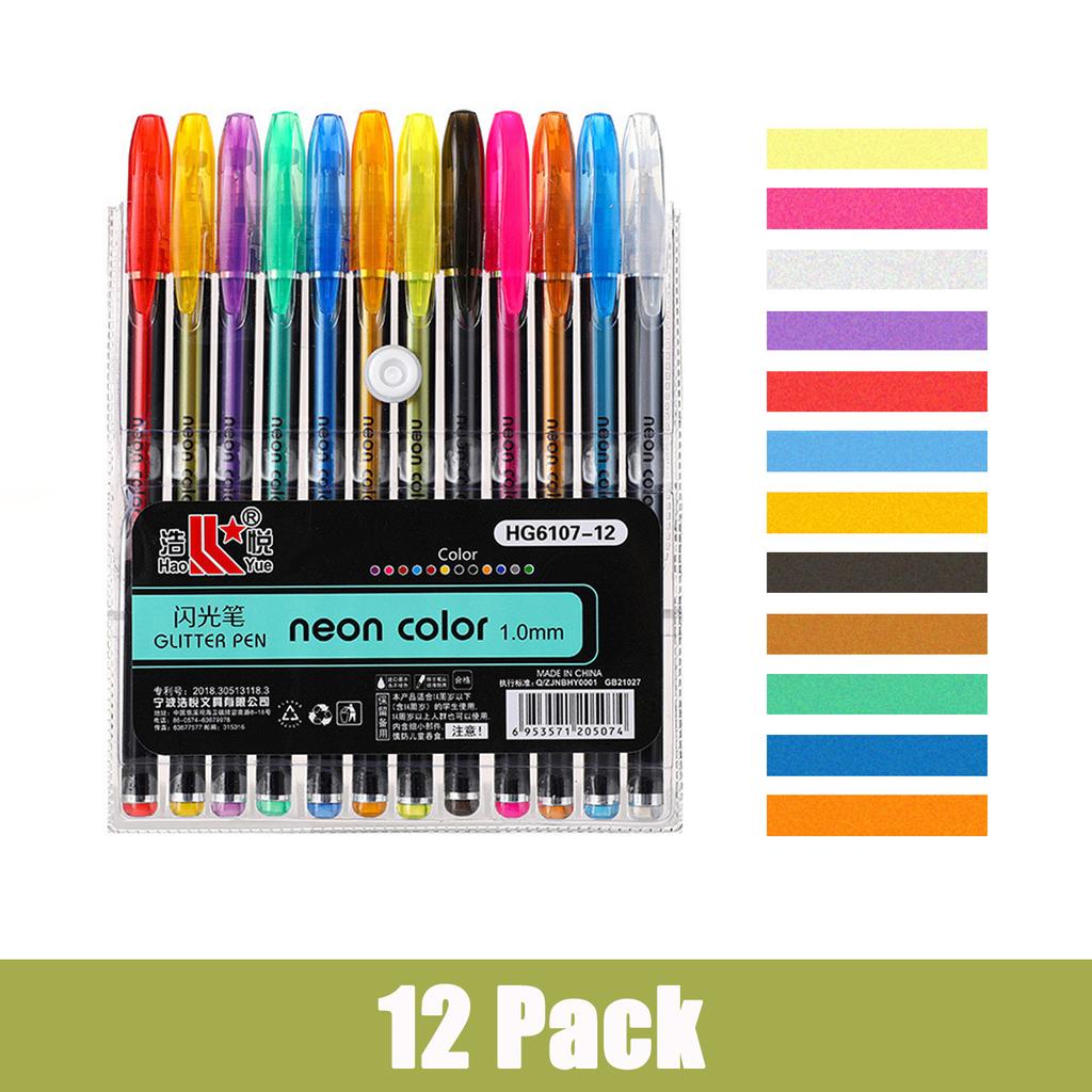 Penne Gel Glitterate 12-60 Colori Metalliche Neon per Libri da Colorare Disegno Scarabocchi Artigianato Scrapbooking Diari Cancelleria Scolastica