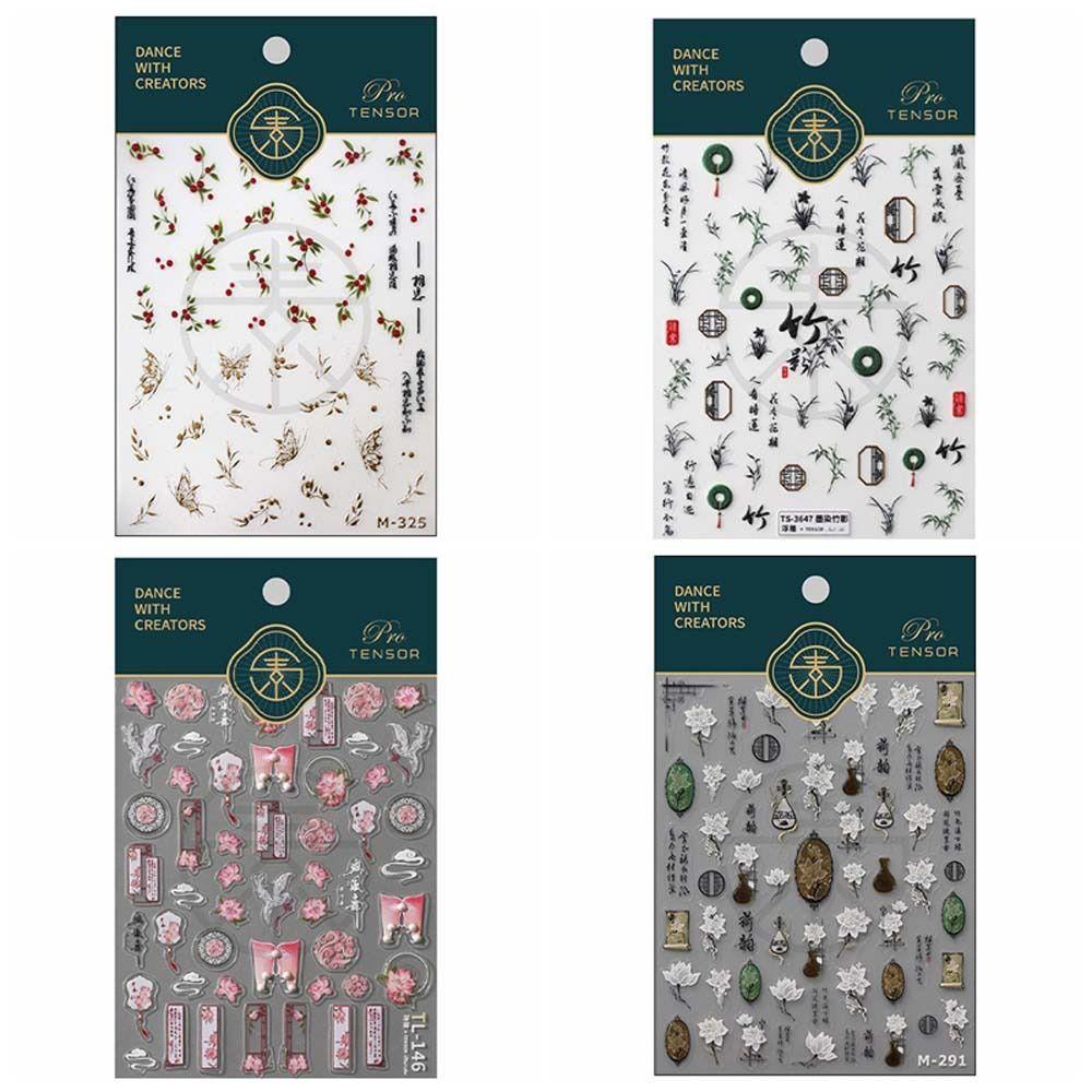 Pearl Flower Chinese Flower Nail Stickers Bamboo Leaf Chinese Nail Decorations  Lady