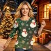 Women's Fashion Casual Three-Quarter Sleeve Christmas Print Neck Top