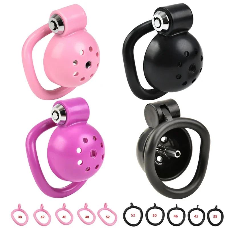 Male Penis Chastity Cage Set Small Bird Chastity Cage Belt With 5 Size Padlock Cock Ring Penis Lock Bondage Slave Man Sex Toy