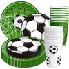 25 World Cup Football Birthday Party Tableware, Champions League Football Paper Cups, Plates, Knives, Forks And Spoons