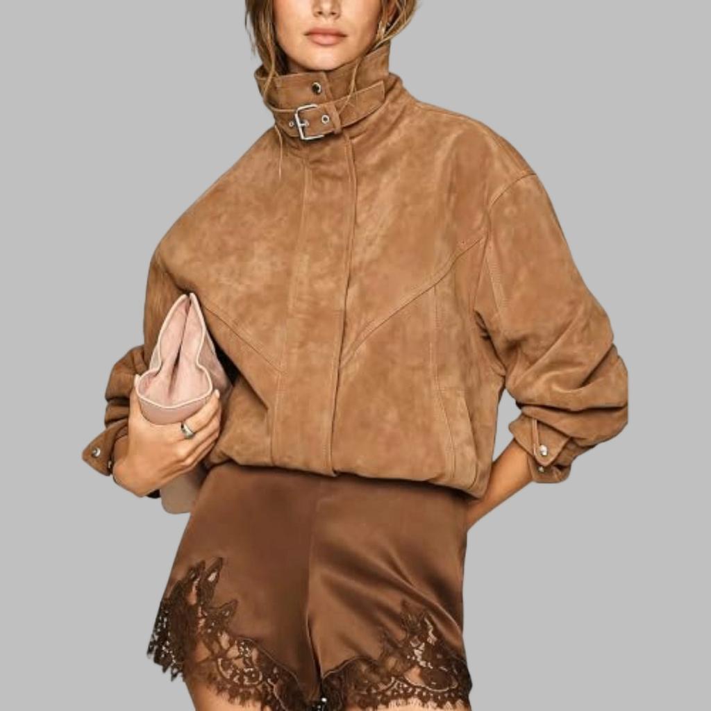Women's Retro Slim Fit Long Sleeve Chain Jacket for Women Casual Outerwear