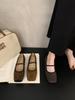 Flat bottom square head Mary Jane shoes, spring 2025 new commuter shallow mouth French with skirt pig nose single shoes
