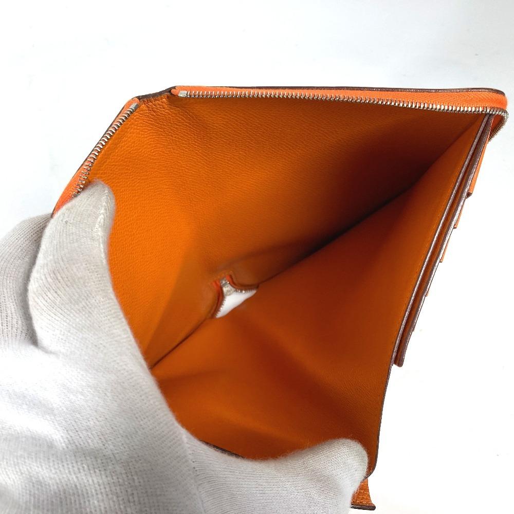HERMES Azap Integral Long wallet Zip Around Long Wallet Leather Orange