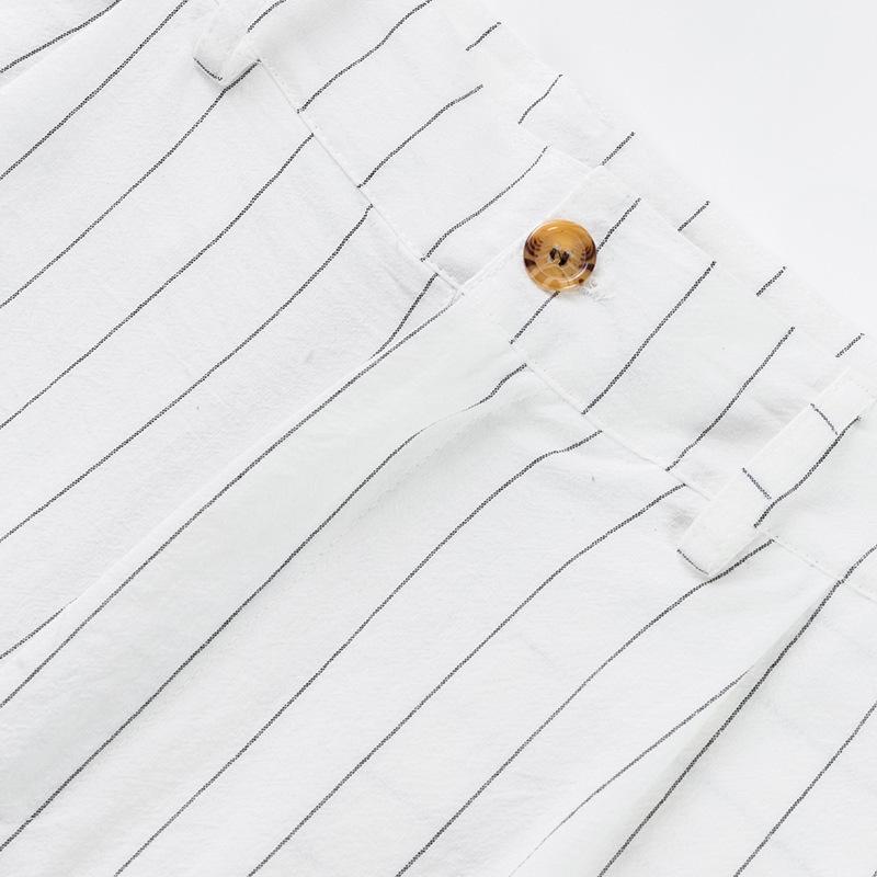 Fashion Mens Straight Trousers 2025 Summer Daily Leisure Breathable Loose Stripe Print Pants For Men Outdoor Vintage Linen Pants