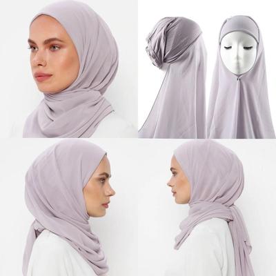 Instant Hijab with Cap Heavy Chiffon Jersey Hijab for Women Veil Muslim Fashion Islam Hijab Cap Scarf for Muslim Women Headscarf