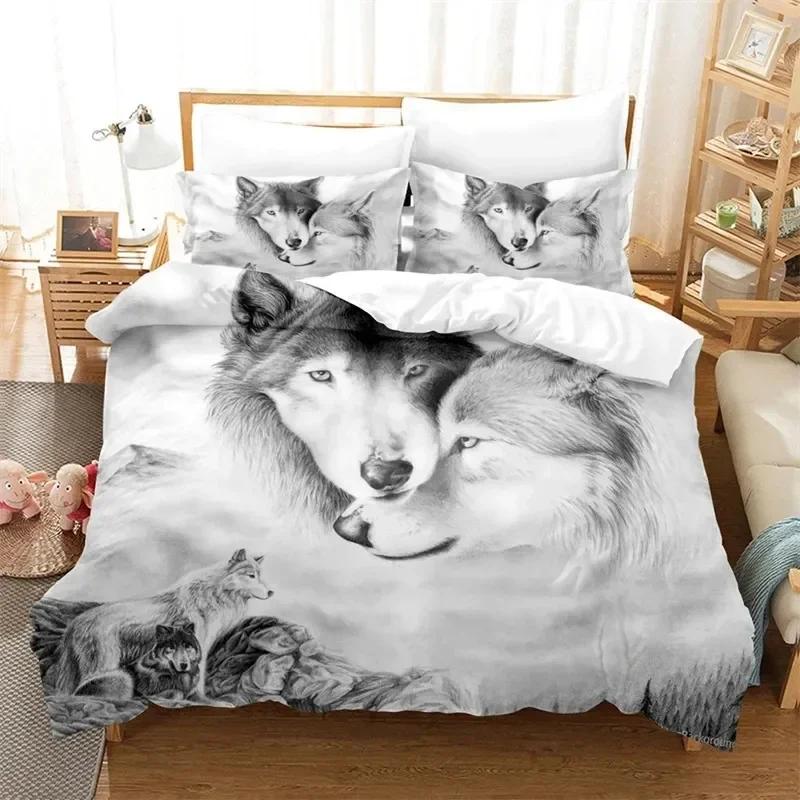 3D Wild Animal  Moon And Wolf 3D Duvet Cover Bedding Set Comforter Linen Pillowcases Home Decor Single Double Twin King Queen
