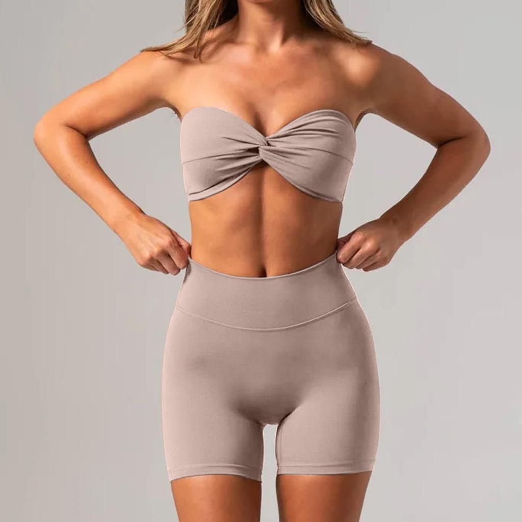 Chen Shijie Europe and the United States new tube top sports suit women's quick-drying hip lift yoga suit belly back yoga suit women