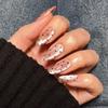 24pcs Pink Cat Eye Fake Nails with Black Dot Printed False Nails Full Cover Wearable Sweet Korean Almond Press On Nails Tips