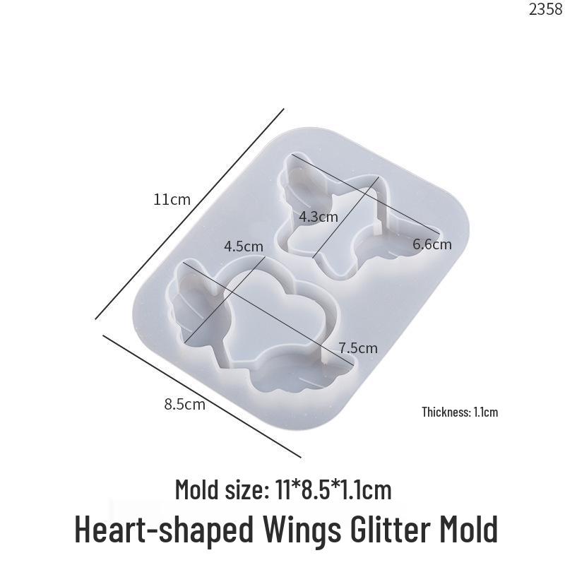 Poppy DIY Crystal Epoxy Mirror Polished Angel Wings Peach Heart & Plum Blossom Pendant Mold